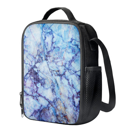 Blue Marble Print Crossbody Lunch Bag
