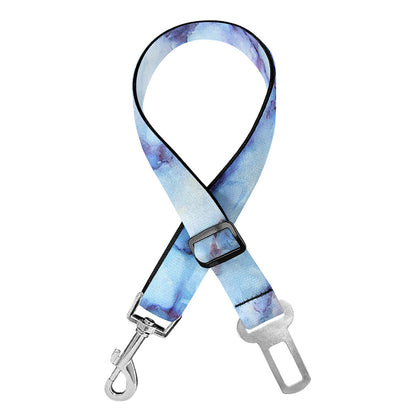 Blue Marble Print Dog Seat Belt