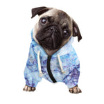 Blue Marble Print Dog Zip Up Hoodie