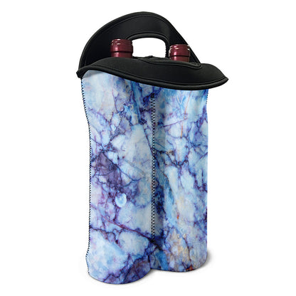 Blue Marble Print Double Neoprene Wine Tote
