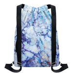 Blue Marble Print Drawstring Backpack