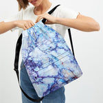 Blue Marble Print Drawstring Backpack