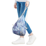 Blue Marble Print Drawstring Bag