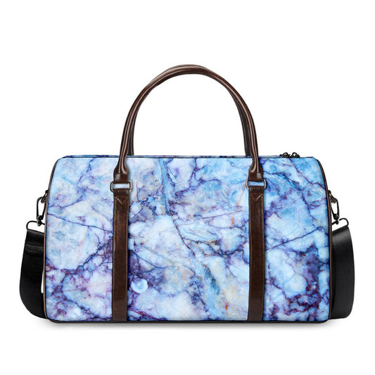 Blue Marble Print Duffle Bag