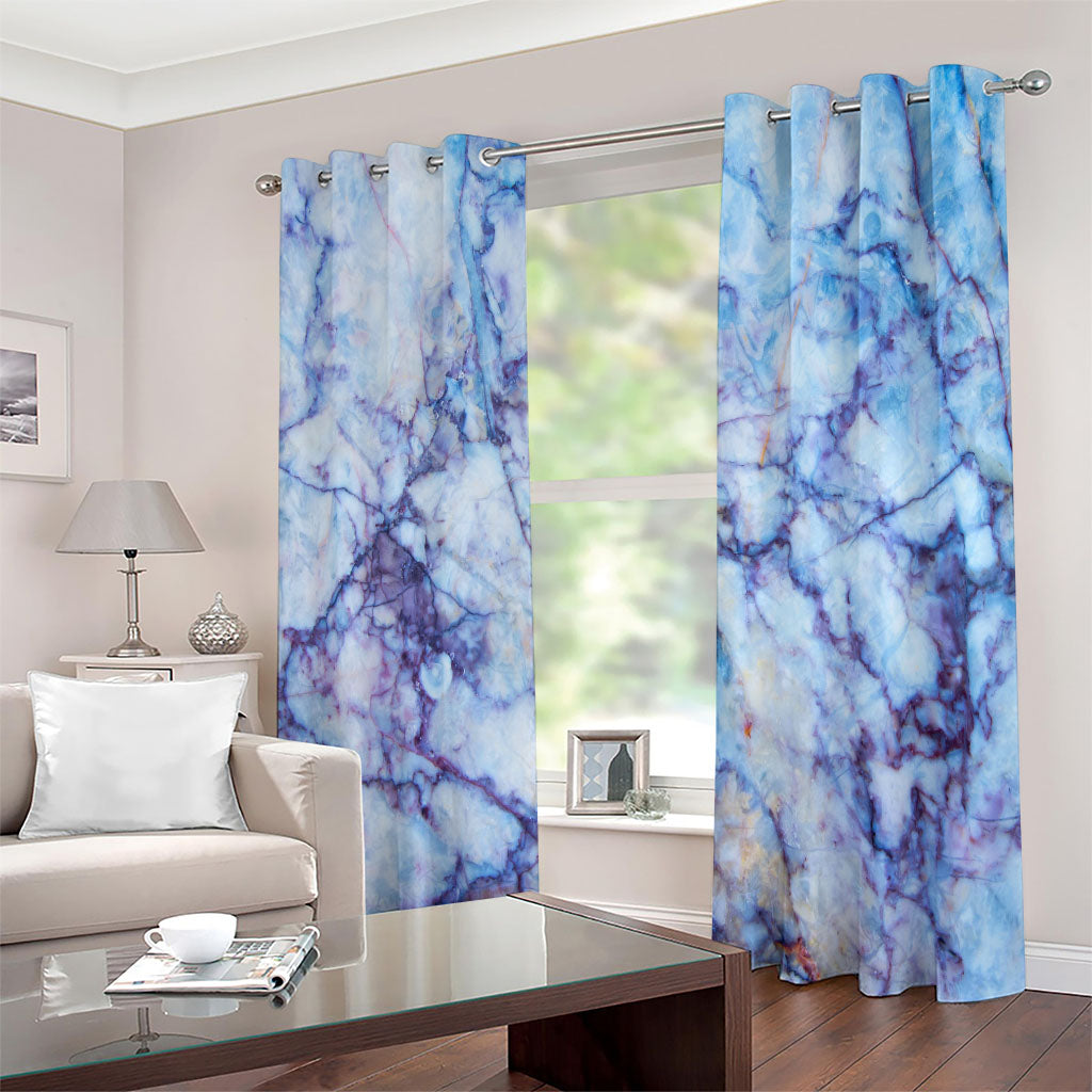 Blue Marble Print Extra Wide Grommet Curtains