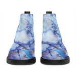Blue Marble Print Flat Ankle Boots