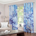 Blue Marble Print Grommet Curtains