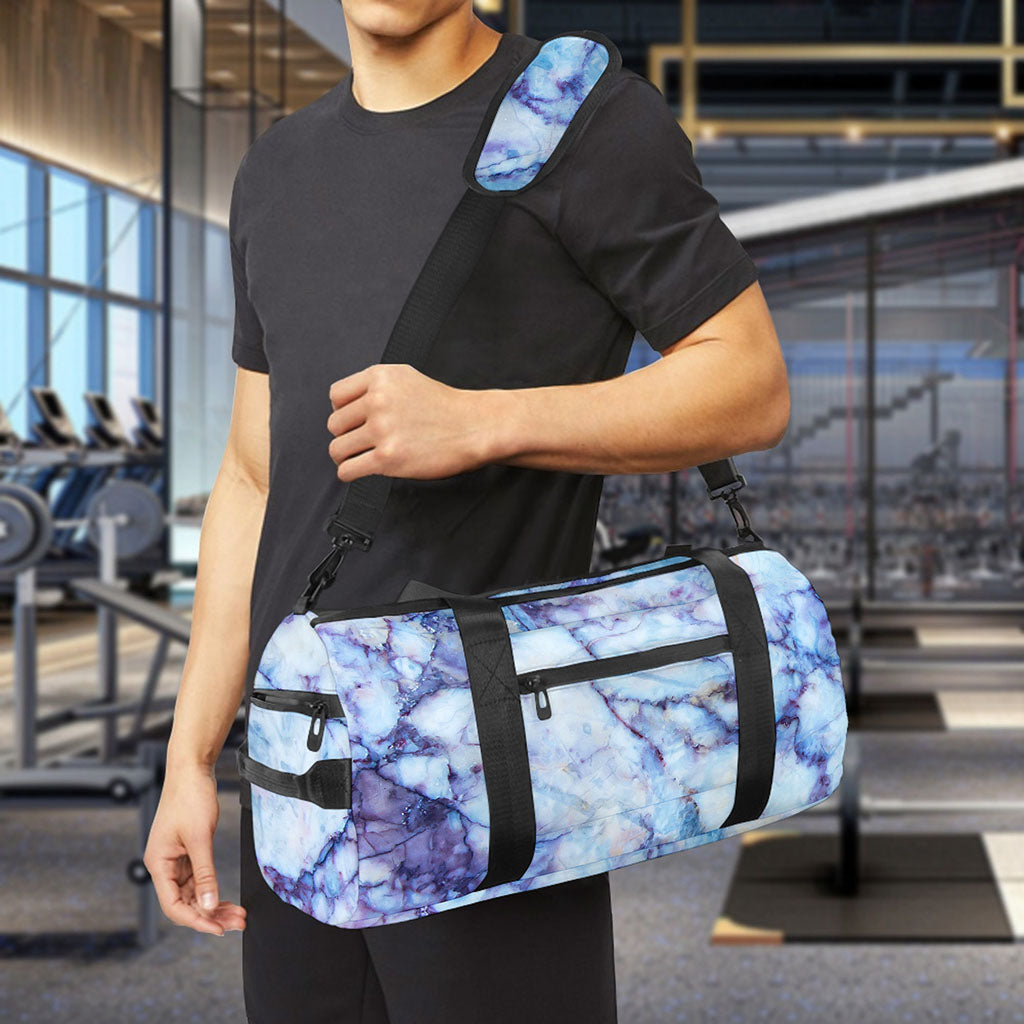 Blue Marble Print Gym Bag