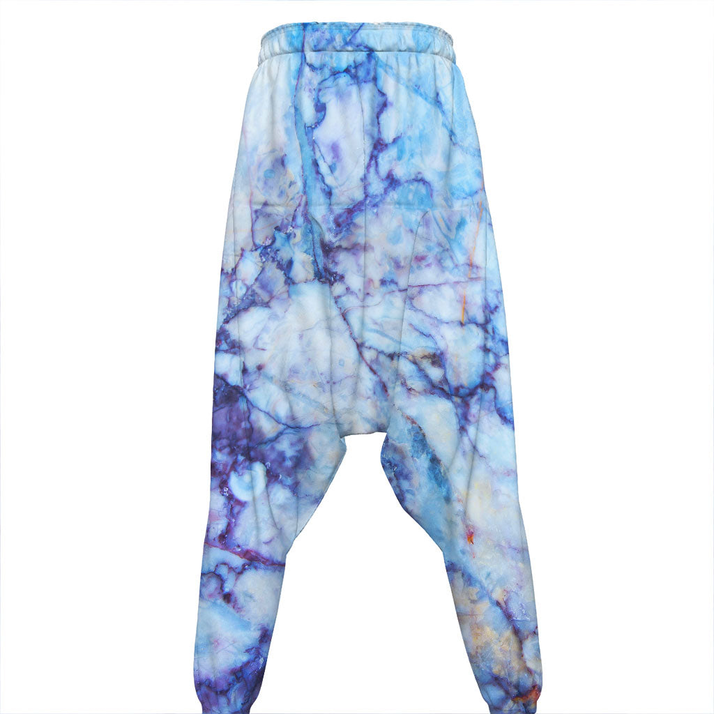 Blue Marble Print Hammer Pants