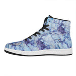Blue Marble Print High Top Leather Sneakers