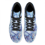 Blue Marble Print High Top Leather Sneakers