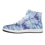 Blue Marble Print High Top Leather Sneakers