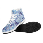 Blue Marble Print High Top Leather Sneakers