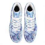 Blue Marble Print High Top Leather Sneakers