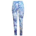 Blue Marble Print High-Waisted Pocket Leggings