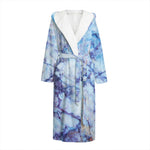 Blue Marble Print Hooded Bathrobe