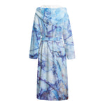 Blue Marble Print Hooded Bathrobe