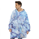 Blue Marble Print Hoodie Blanket
