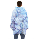 Blue Marble Print Hoodie Blanket