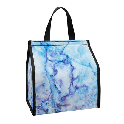 Blue Marble Print Insulated Lunch Tote