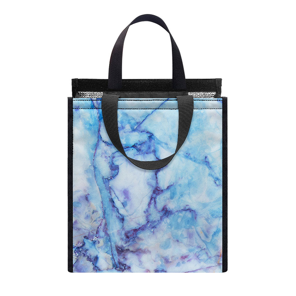 Blue Marble Print Insulated Lunch Tote
