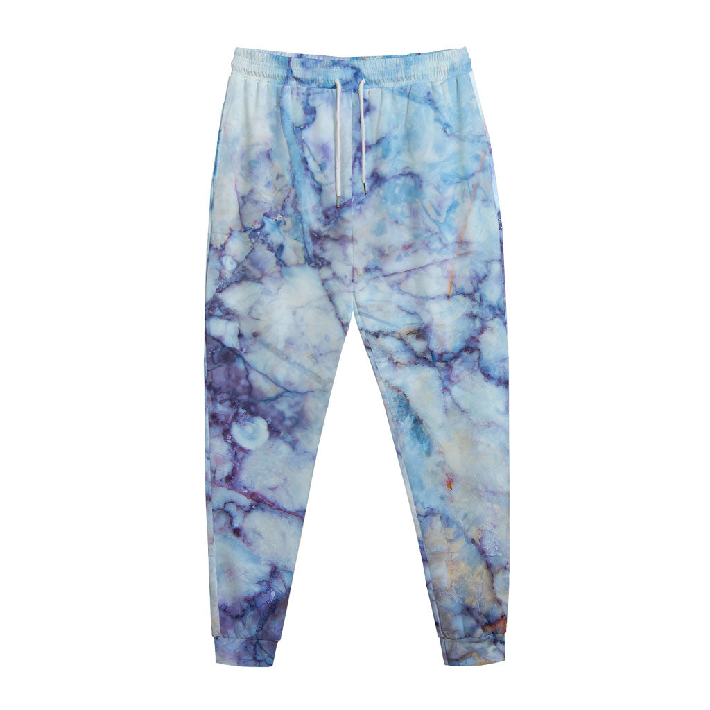 Blue Marble Print Jogger Pants