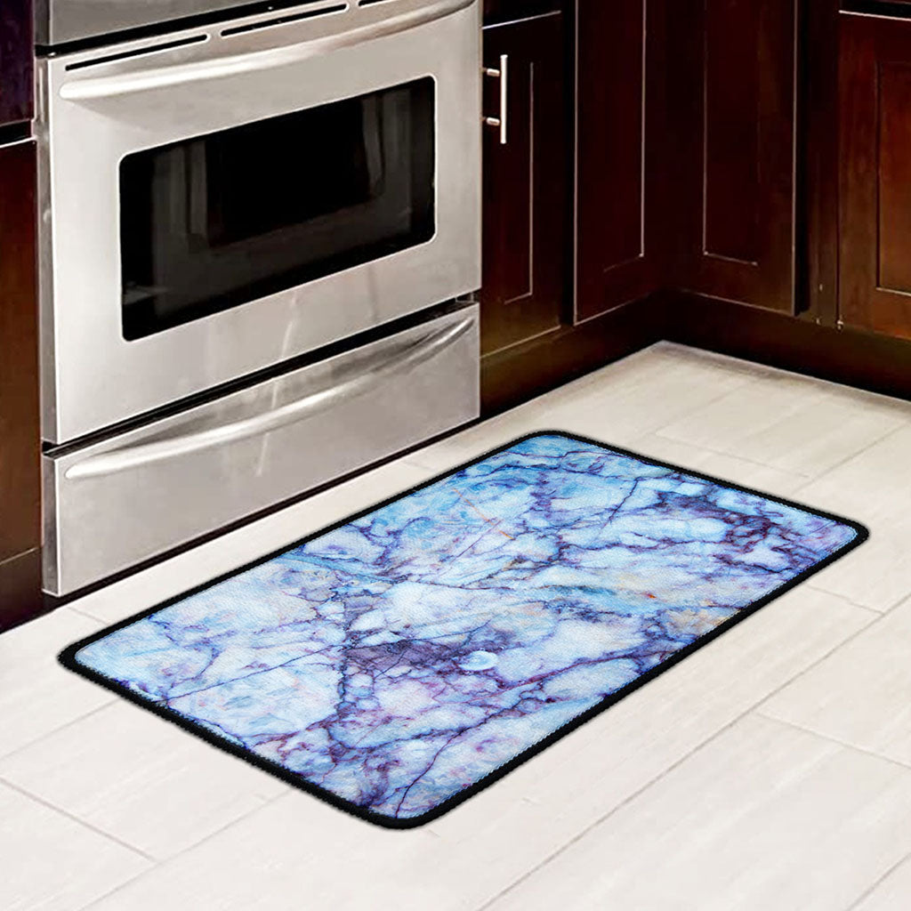 Blue Marble Print Kitchen Mat