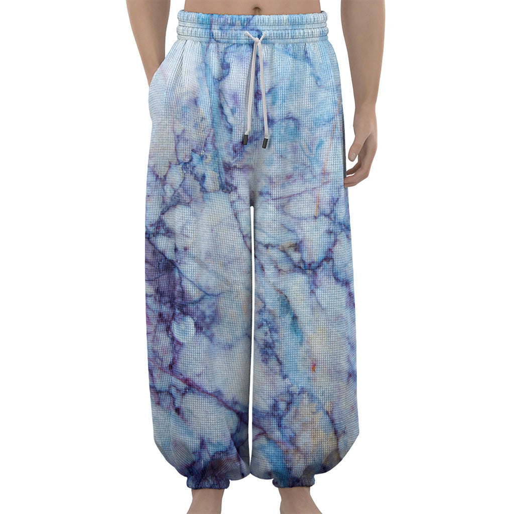 Blue Marble Print Lantern Pants