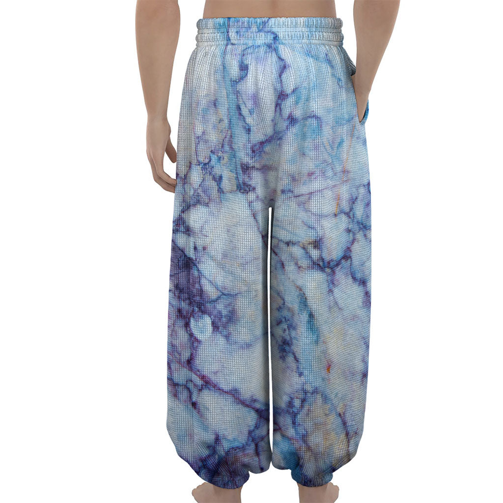 Blue Marble Print Lantern Pants