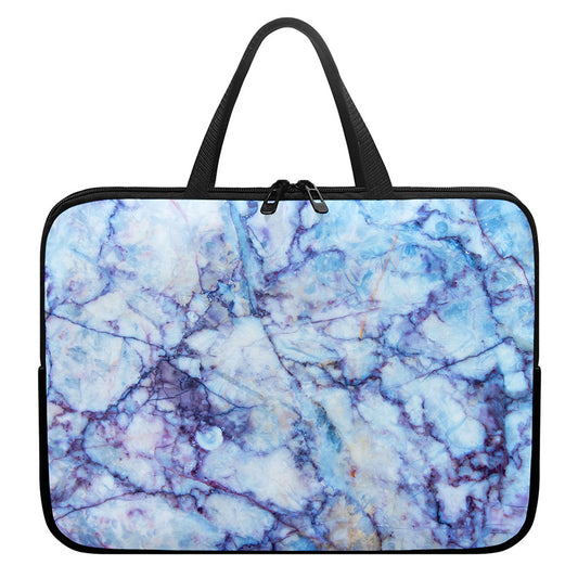 Blue Marble Print Laptop Sleeve With Handle
