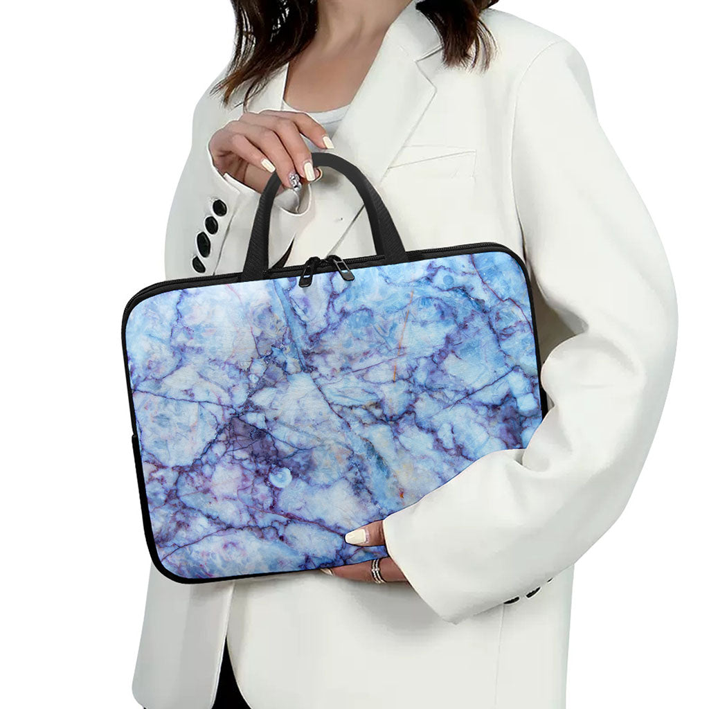 Blue Marble Print Laptop Sleeve With Handle