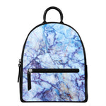 Blue Marble Print Leather Backpack