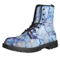 Blue Marble Print Lace-Up Boots