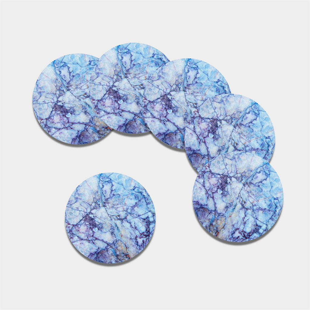 Blue Marble Print Leather Coaster Set