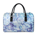 Blue Marble Print Leather Duffel Bag