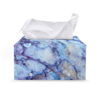 Blue Marble Print Leather Tissue Box Cover