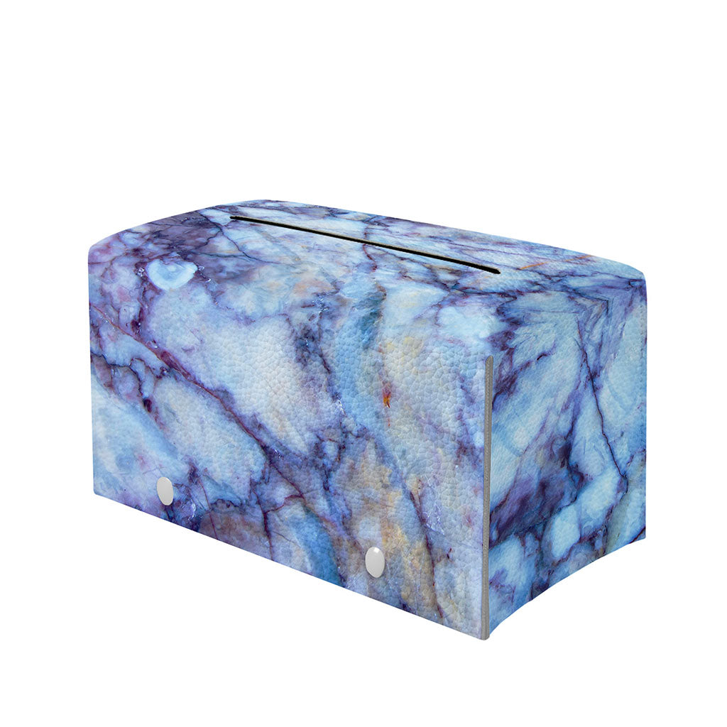 Blue Marble Print Leather Tissue Box Cover