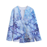 Blue Marble Print Long Sleeve Short Coat