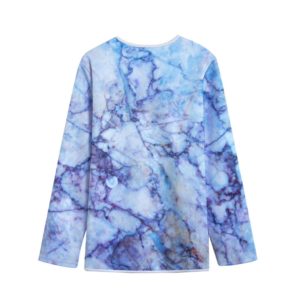 Blue Marble Print Long Sleeve Short Coat