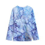 Blue Marble Print Long Sleeve Short Coat