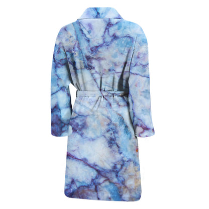 Blue Marble Print Men's Bathrobe