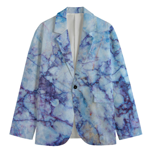 Blue Marble Print Men's Blazer