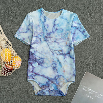 Blue Marble Print Men's Bodysuit