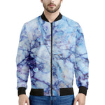 Blue Marble Print Men's Bomber Jacket