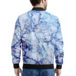 Blue Marble Print Men's Bomber Jacket