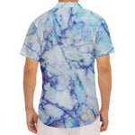 Blue Marble Print Men's Deep V-Neck Shirt