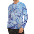 Blue Marble Print Men's Long Sleeve Rash Guard