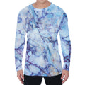Blue Marble Print Men's Long Sleeve T-Shirt