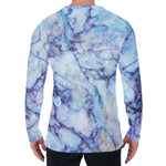Blue Marble Print Men's Long Sleeve T-Shirt