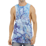 Blue Marble Print Men's Muscle Tank Top